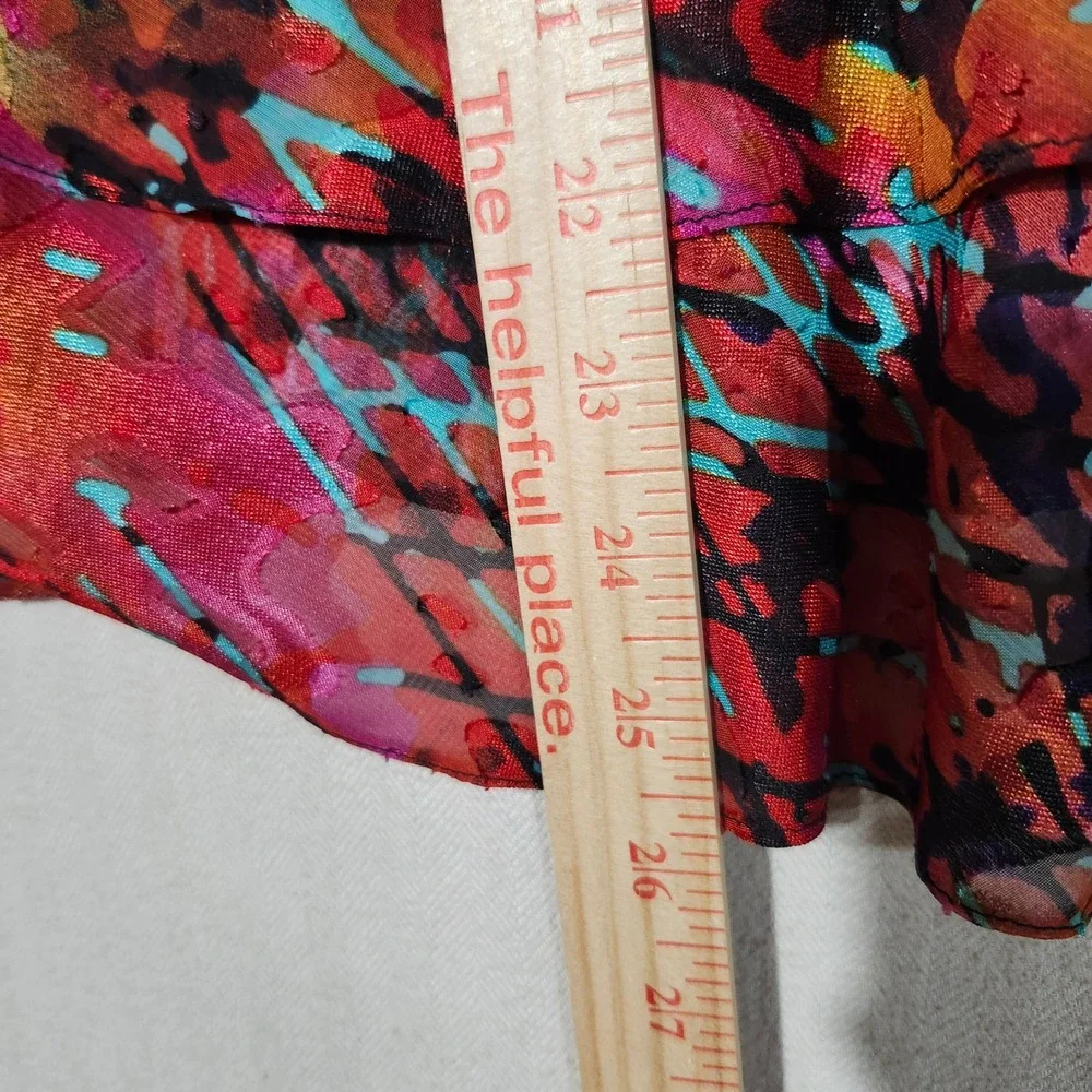 Alex Evenings Womens 1X 2 Piece Set Abstract Multi Color Tiered Top Shrug Jacket